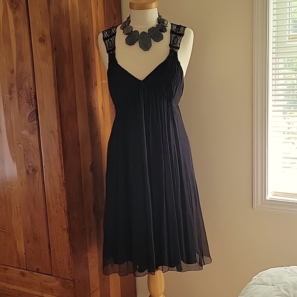 MAX STUDIO Black Silk Dress Large